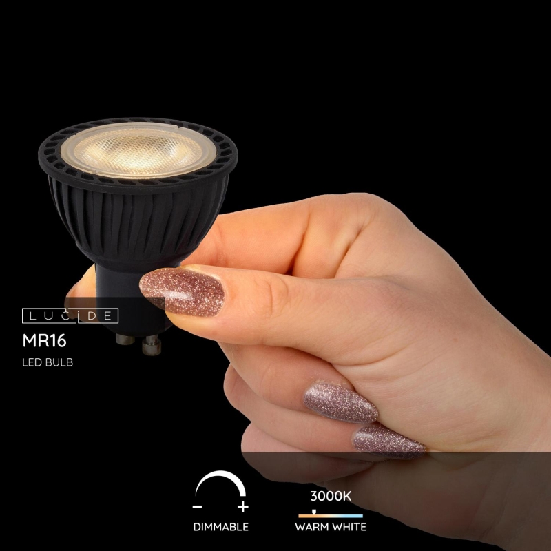 Lucide MR16 - LED žiarovka - Ø 5 cm - LED Rozm. - GU10 - 1x5W 3000K - Čierny